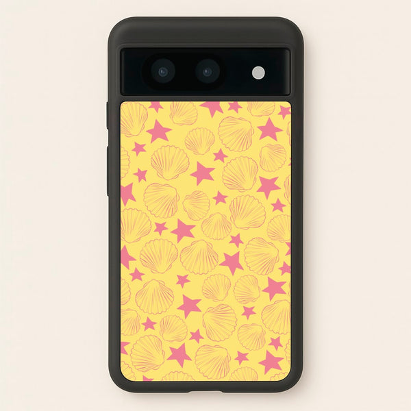 Seashells And Stars Yellow Pattern - Summer Phone Case for Google Pixel 8a