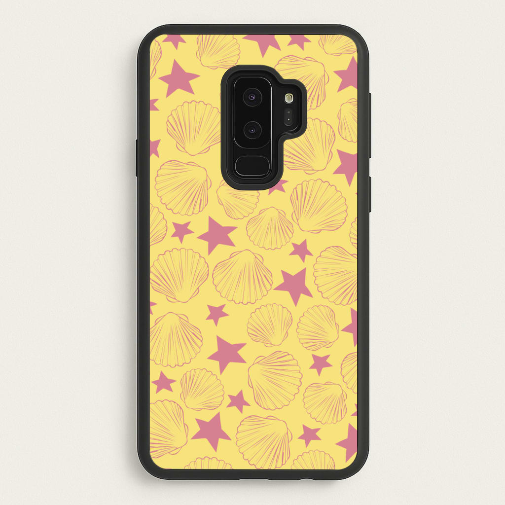 Seashells And Stars Yellow Pattern - Summer Phone Case for Galaxy S9 Plus