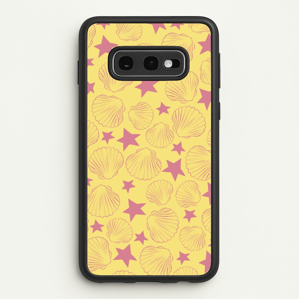Seashells And Stars Yellow Pattern - Summer Phone Case for Galaxy S10e