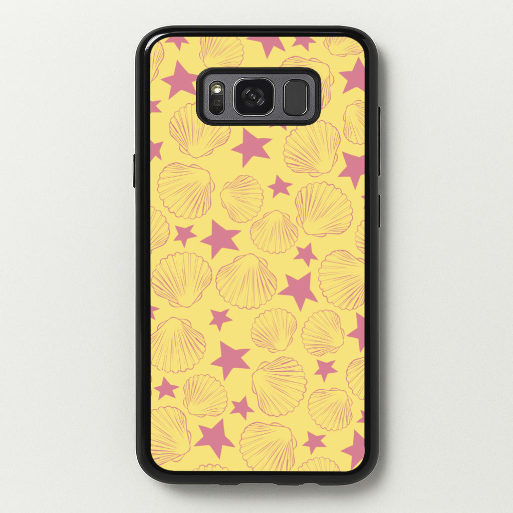 Seashells And Stars Yellow Pattern - Summer Phone Case for Galaxy S8 Plus