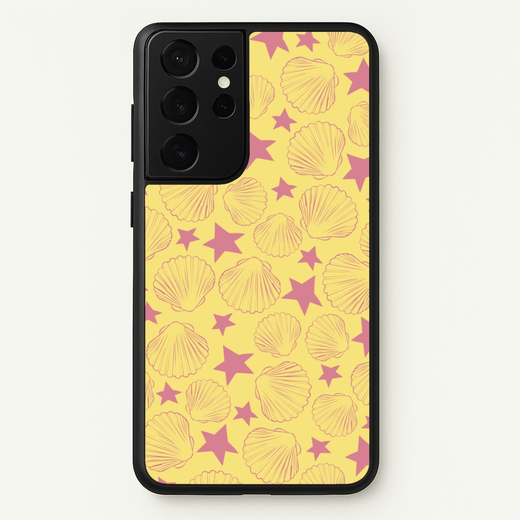 Seashells And Stars Yellow Pattern - Summer Phone Case for Galaxy S21 Ultra