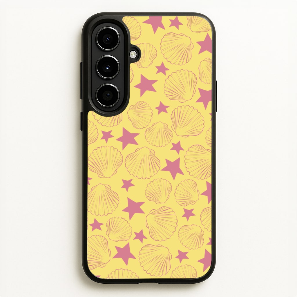Seashells And Stars Yellow Pattern - Summer Phone Case for Galaxy A56