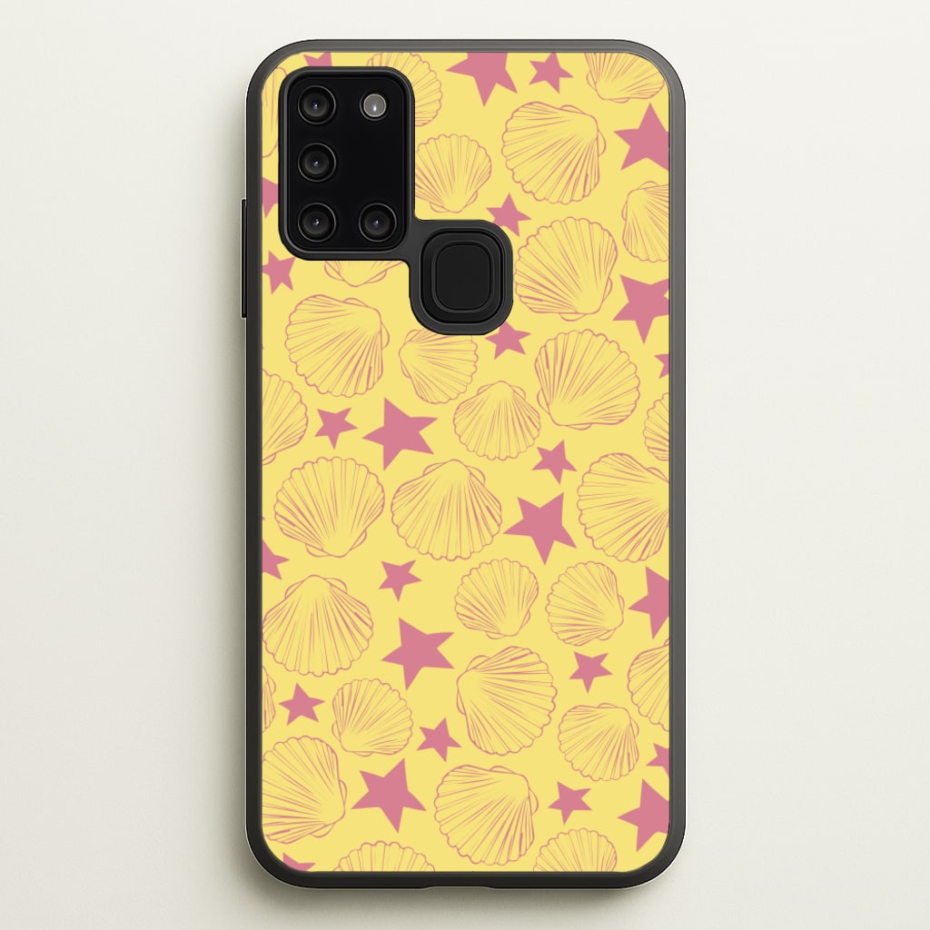 Seashells And Stars Yellow Pattern - Summer Phone Case for Galaxy A21s