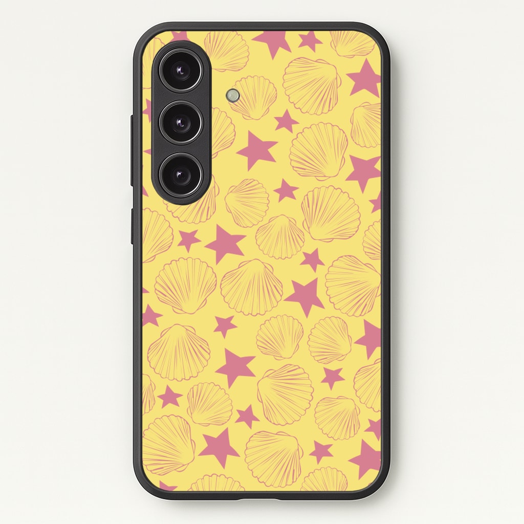Seashells And Stars Yellow Pattern - Summer Phone Case for Galaxy S25