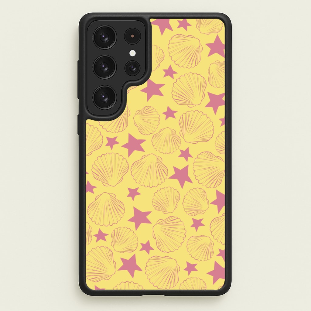 Seashells And Stars Yellow Pattern - Summer Phone Case for Galaxy S23 Ultra