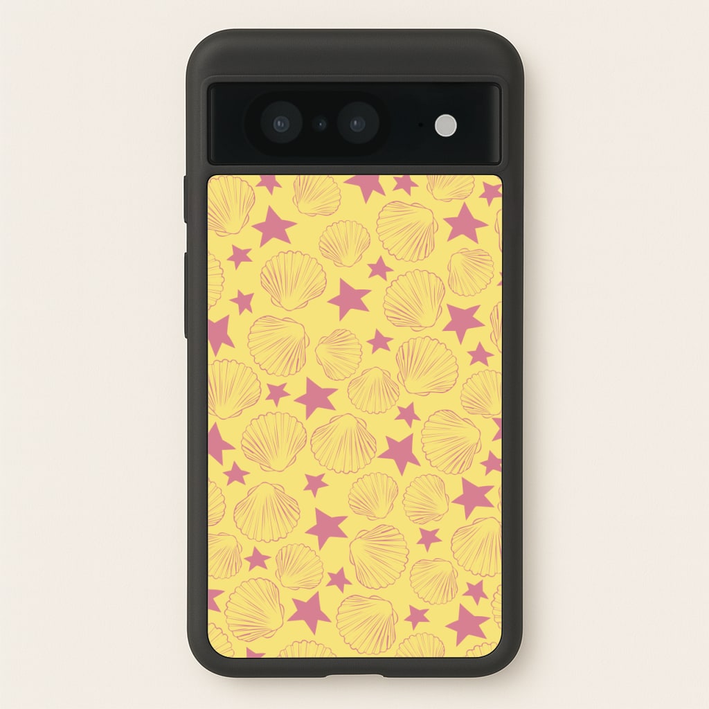 Seashells And Stars Yellow Pattern - Summer Phone Case for Google Pixel 8