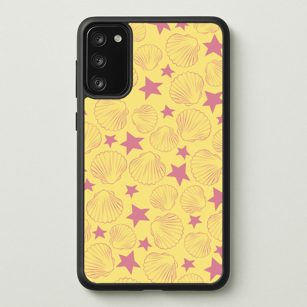 Seashells And Stars Yellow Pattern - Summer Phone Case for Galaxy A41