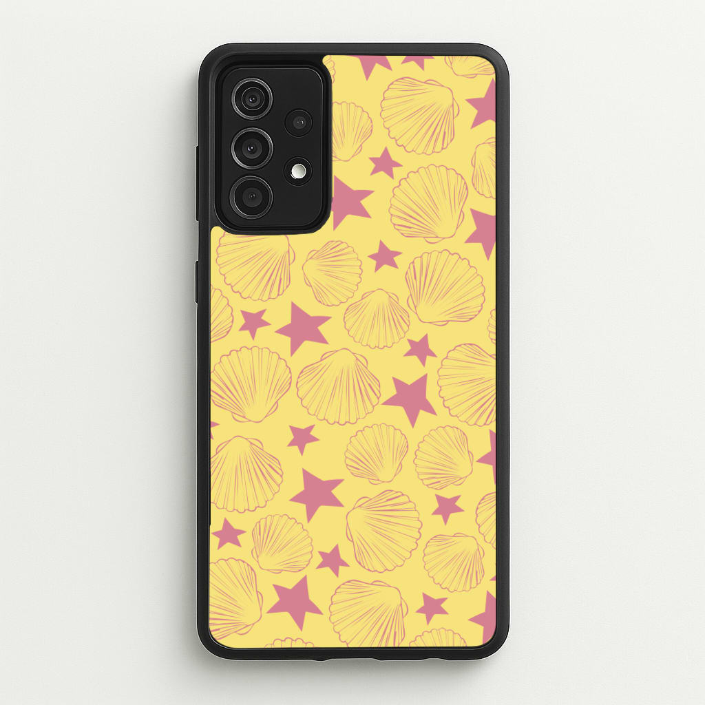 Seashells And Stars Yellow Pattern - Summer Phone Case for Galaxy A52 / A52s