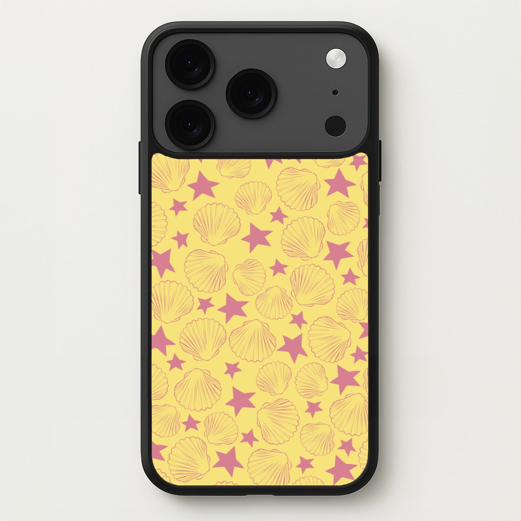 Seashells And Stars Yellow Pattern Phone Case for iPhone 17 Pro