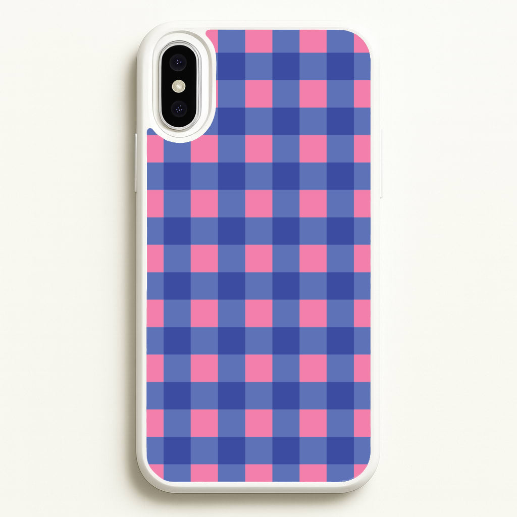Pink And Blue Checkered Pattern - Summer Phone Case for iPhone XS Max