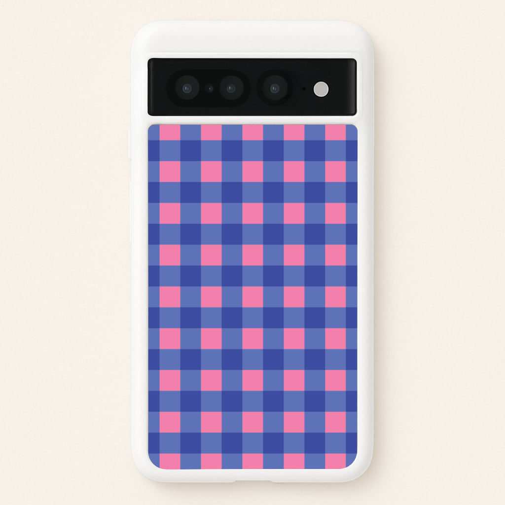 Pink And Blue Checkered Pattern - Summer Phone Case for Google Pixel 7 Pro