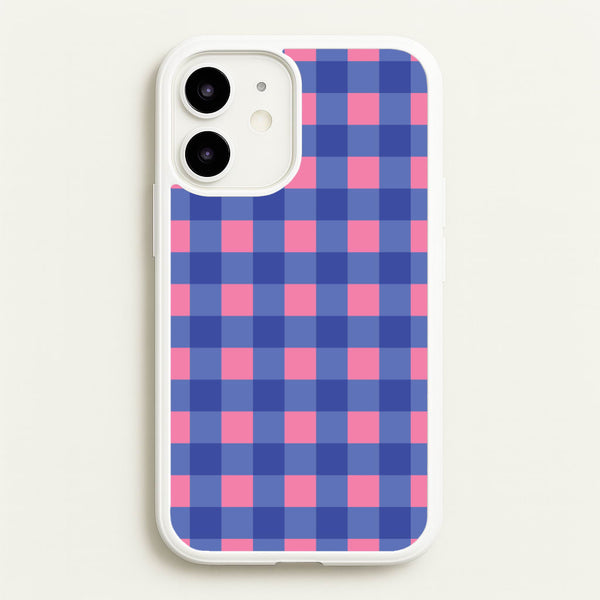Pink And Blue Checkered Pattern - Summer Phone Case for iPhone 12 / 12 Pro