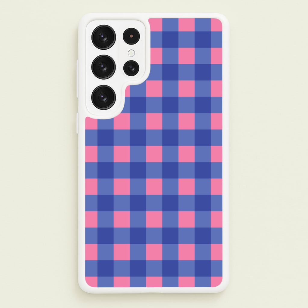 Pink And Blue Checkered Pattern - Summer Phone Case for Galaxy S22 Ultra