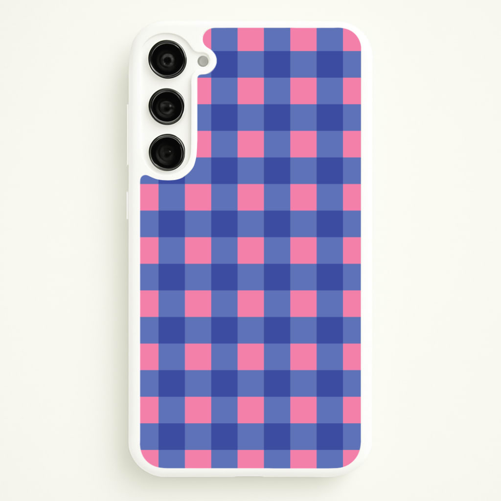 Pink And Blue Checkered Pattern - Summer Phone Case for Galaxy S23