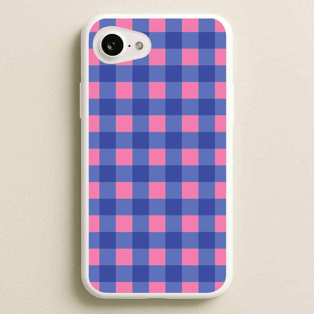 Pink And Blue Checkered Pattern - Summer Phone Case for iPhone 16e