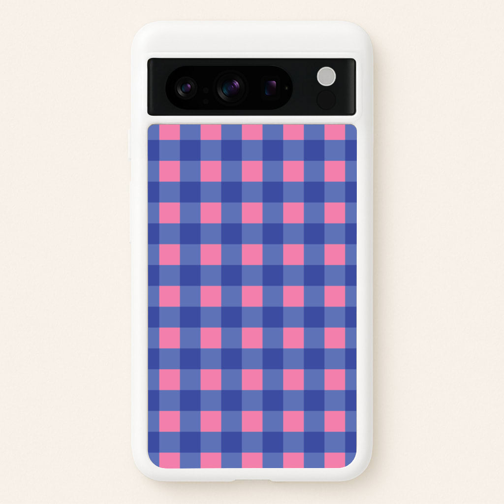 Pink And Blue Checkered Pattern - Summer Phone Case for Google Pixel 8 Pro