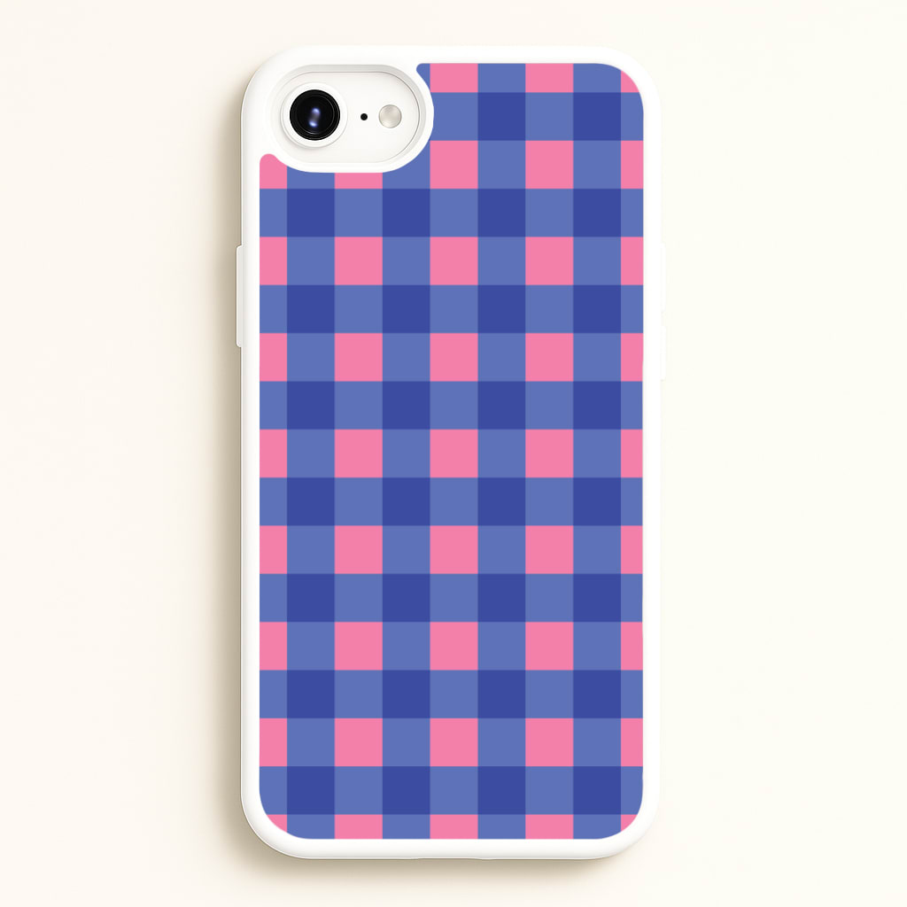 Pink And Blue Checkered Pattern - Summer Phone Case for iPhone 6 / 7 / 8 / SE