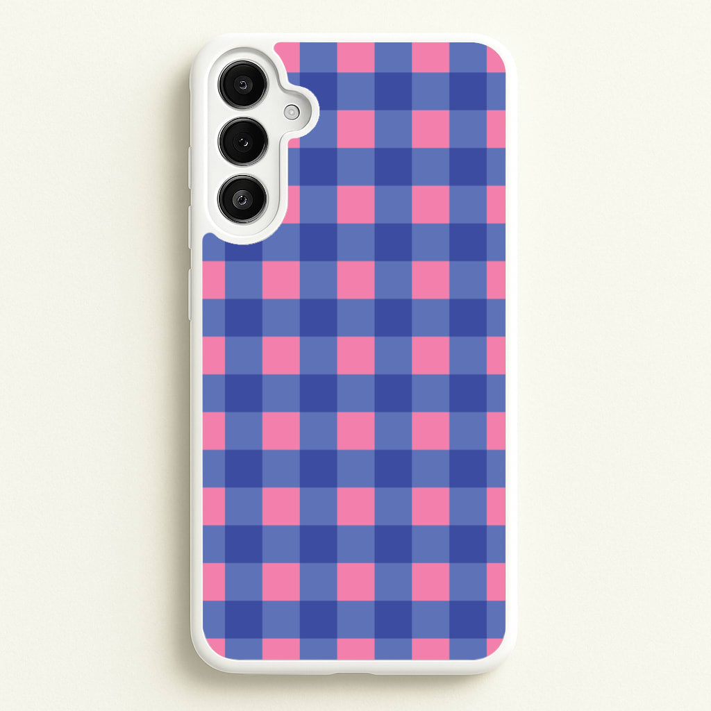 Pink And Blue Checkered Pattern - Summer Phone Case for Galaxy A36