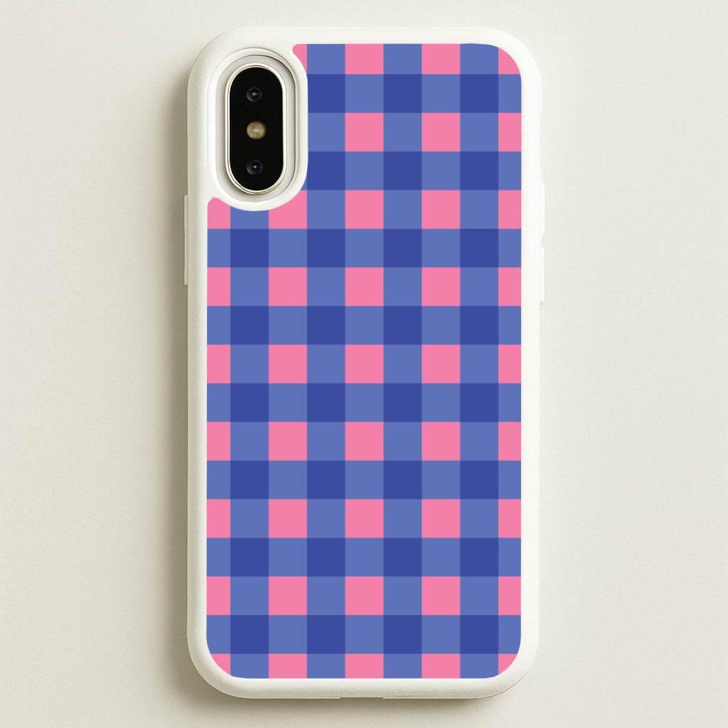 Pink And Blue Checkered Pattern - Summer Phone Case for iPhone X / XS