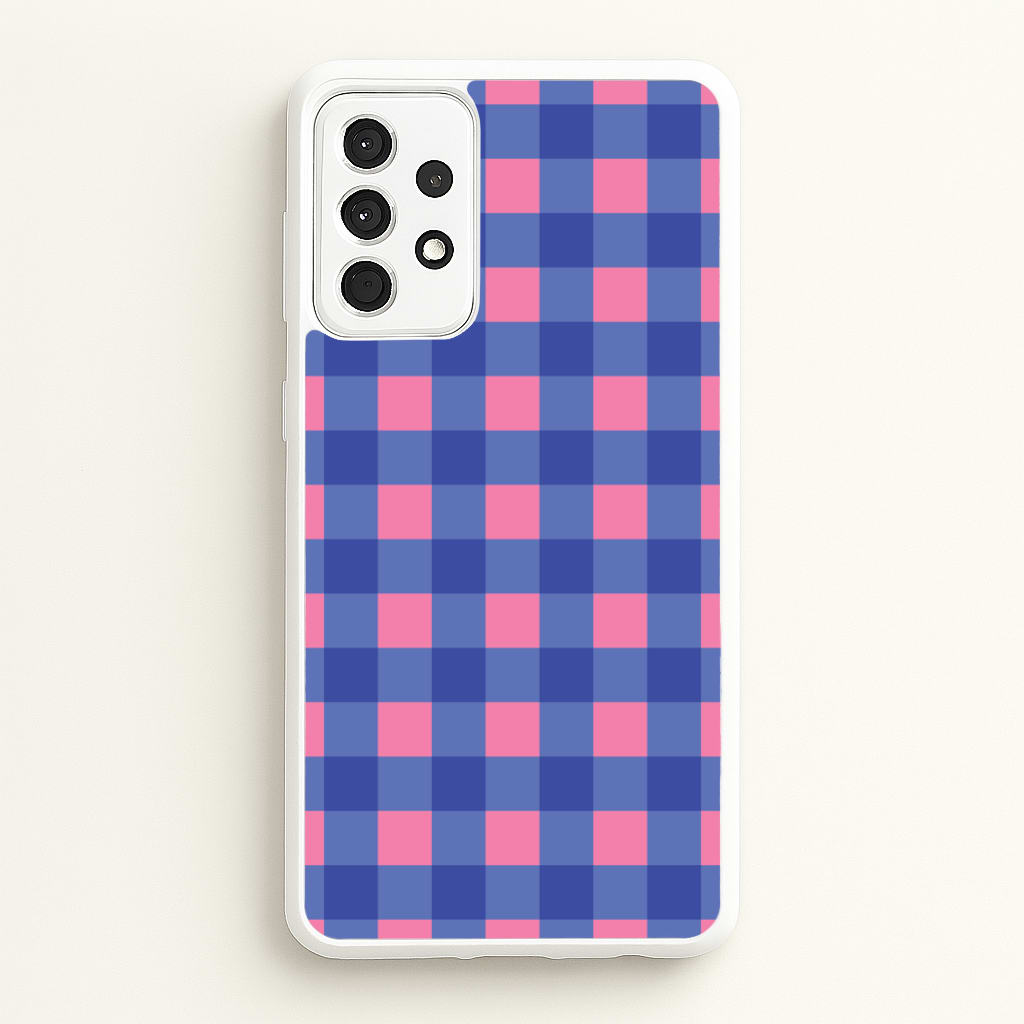 Pink And Blue Checkered Pattern - Summer Phone Case for Galaxy A52 / A52s