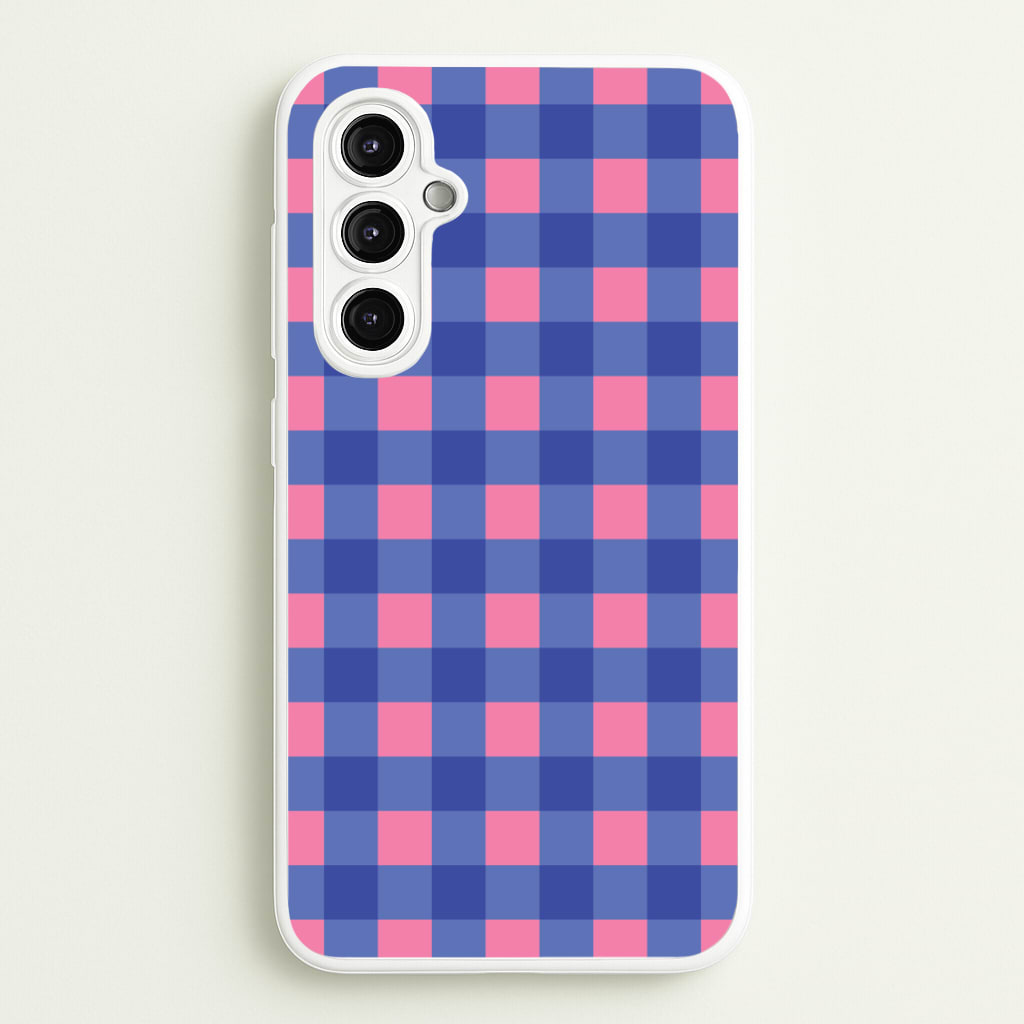 Pink And Blue Checkered Pattern - Summer Phone Case for Galaxy A14