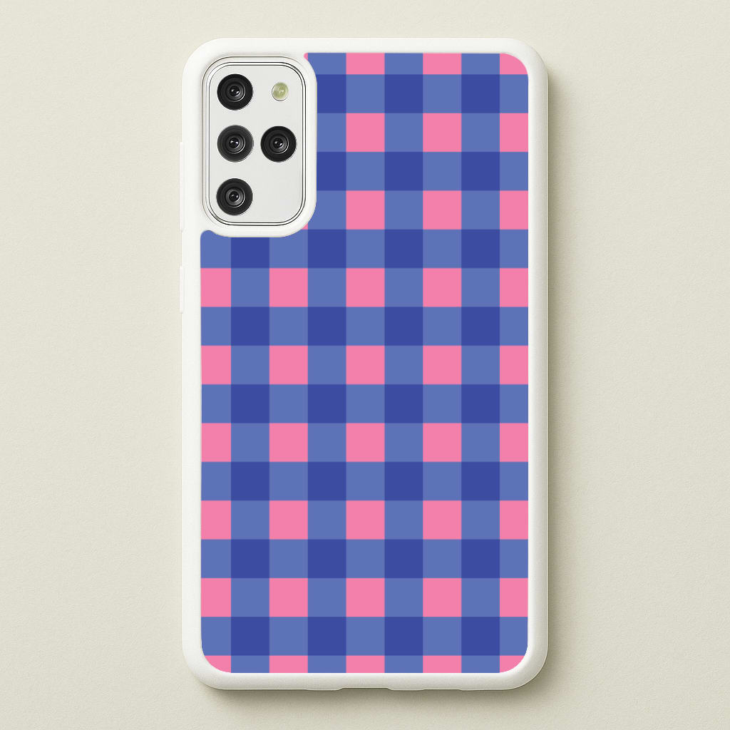 Pink And Blue Checkered Pattern - Summer Phone Case for Galaxy S20 Plus