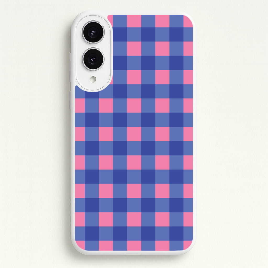 Pink And Blue Checkered Pattern - Summer Phone Case for Galaxy S25 Edge