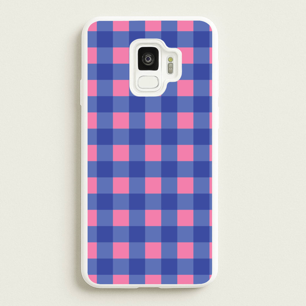 Pink And Blue Checkered Pattern - Summer Phone Case for Galaxy S9