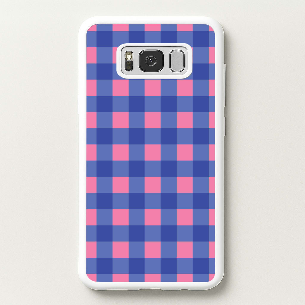 Pink And Blue Checkered Pattern - Summer Phone Case for Galaxy S8