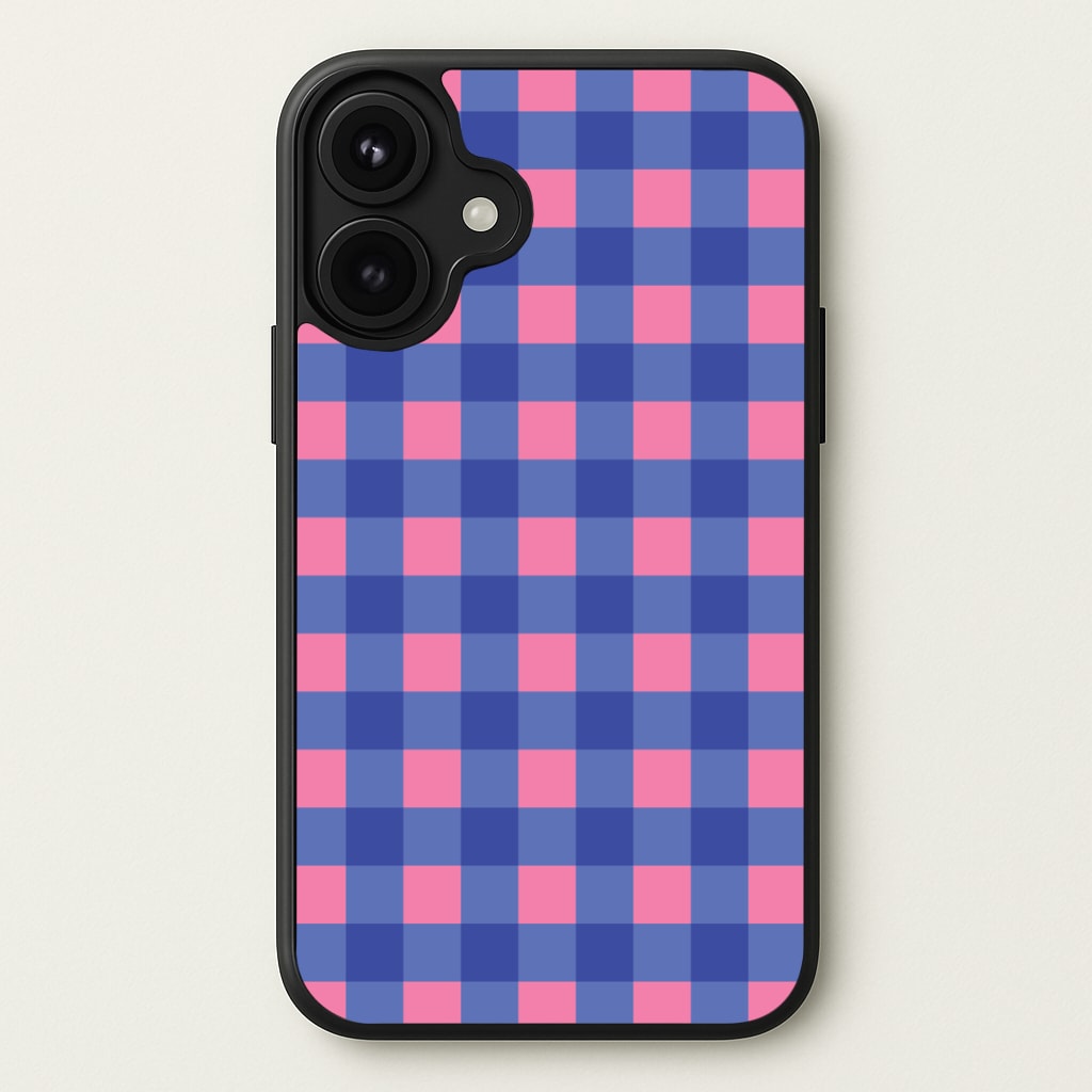 Pink And Blue Checkered Pattern Phone Case for iPhone 17