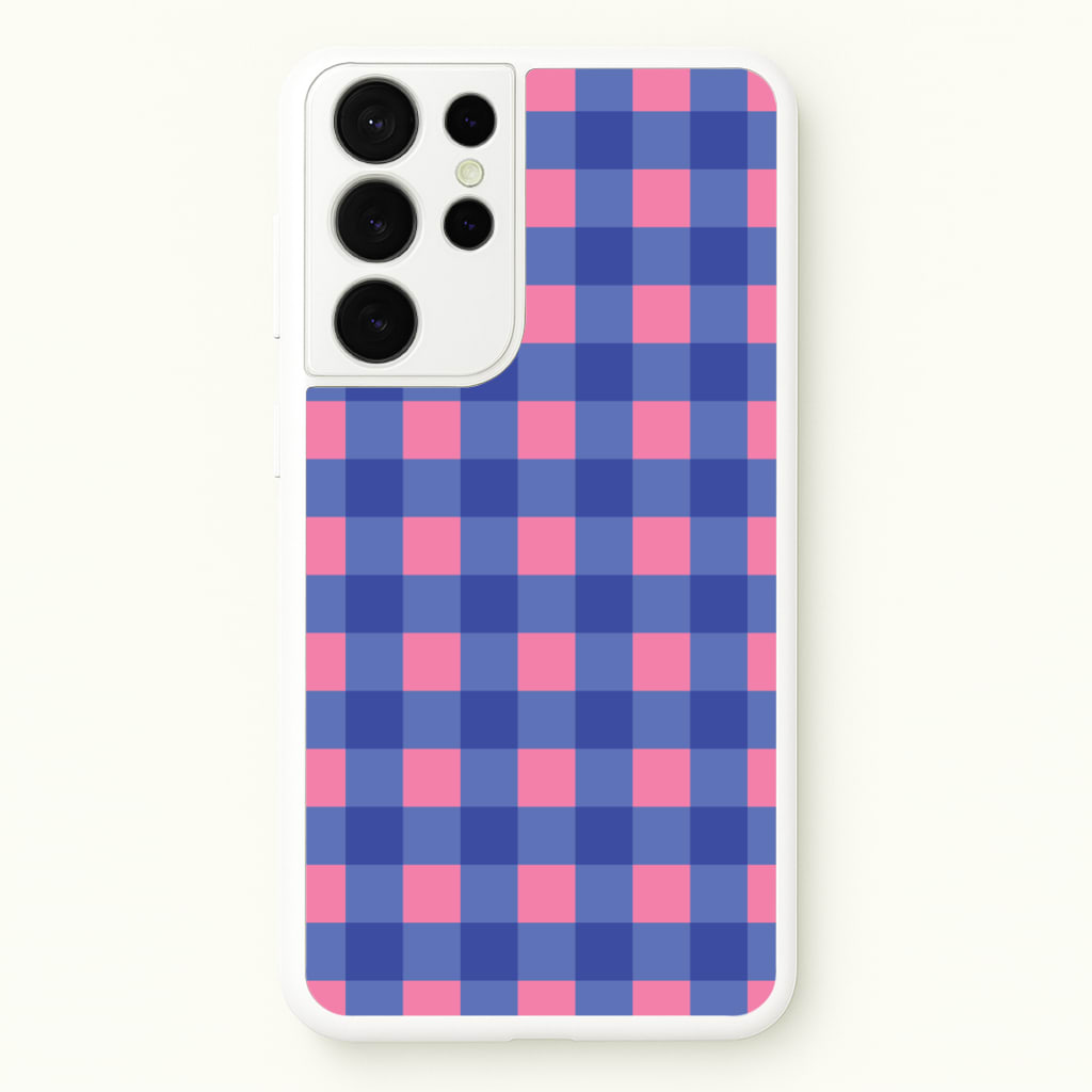 Pink And Blue Checkered Pattern - Summer Phone Case for Galaxy S21 Ultra