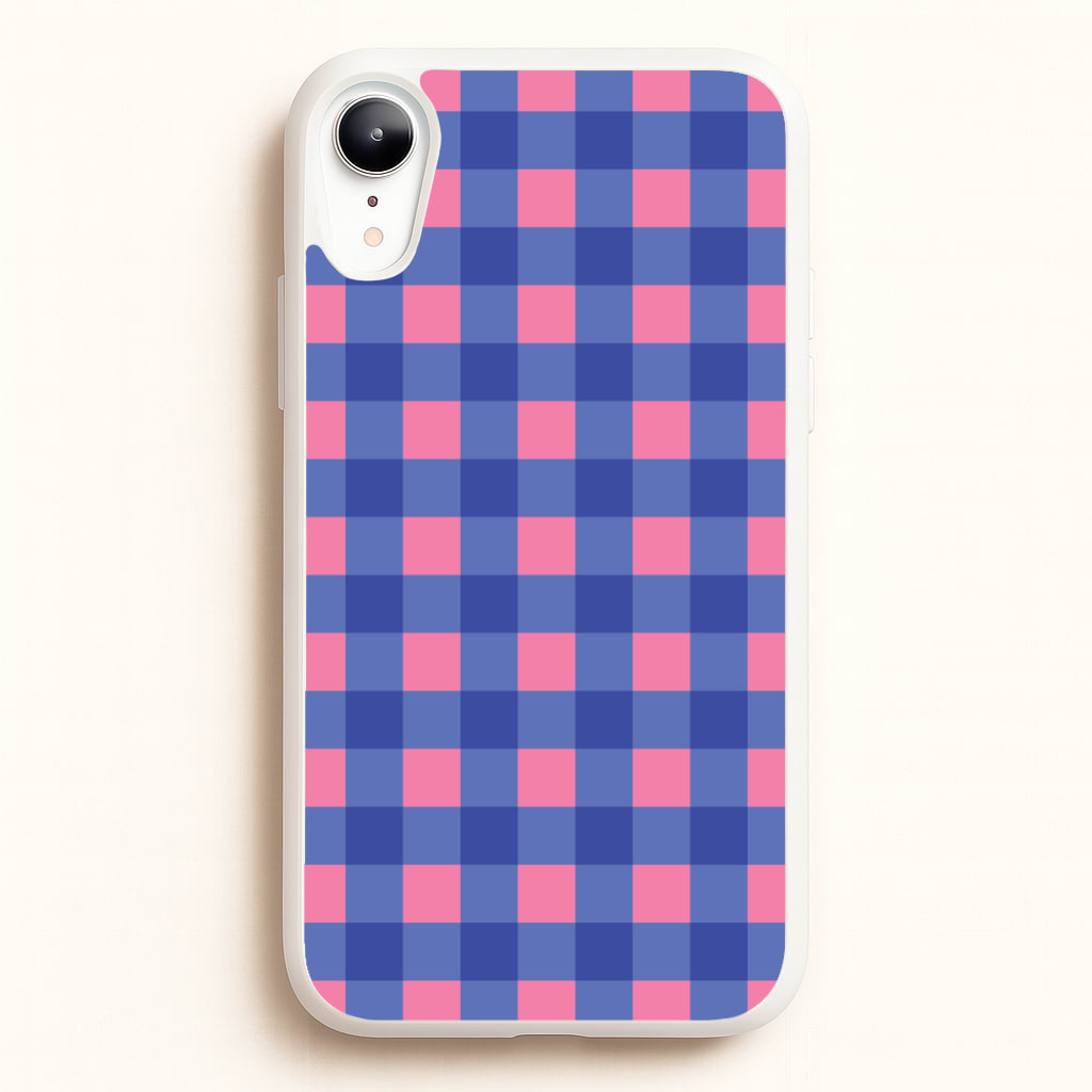 Pink And Blue Checkered Pattern - Summer Phone Case for iPhone XR