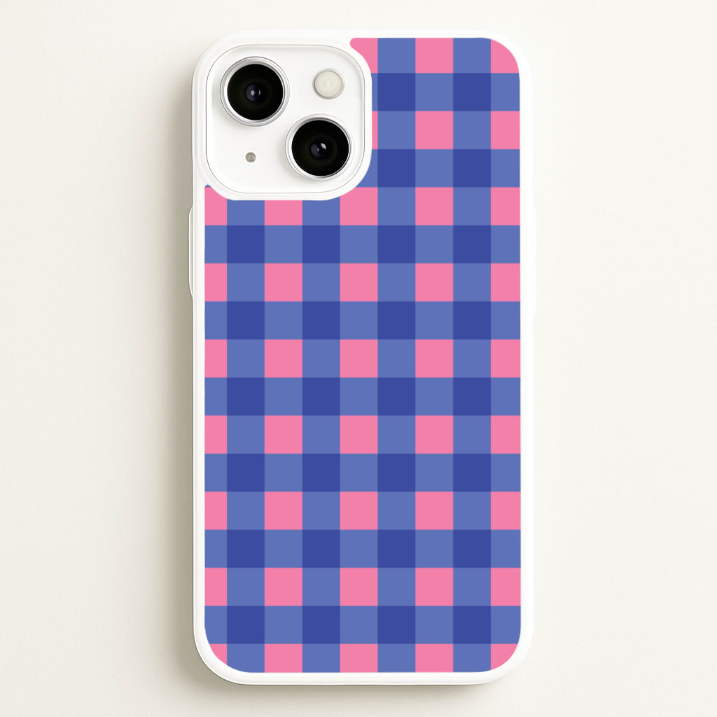 Pink And Blue Checkered Pattern - Summer Phone Case for iPhone 13