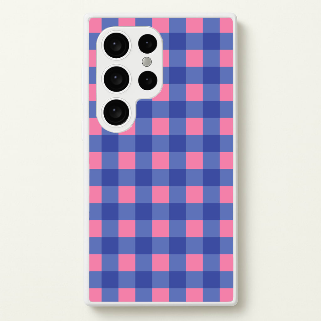 Pink And Blue Checkered Pattern - Summer Phone Case for Galaxy S24 Ultra