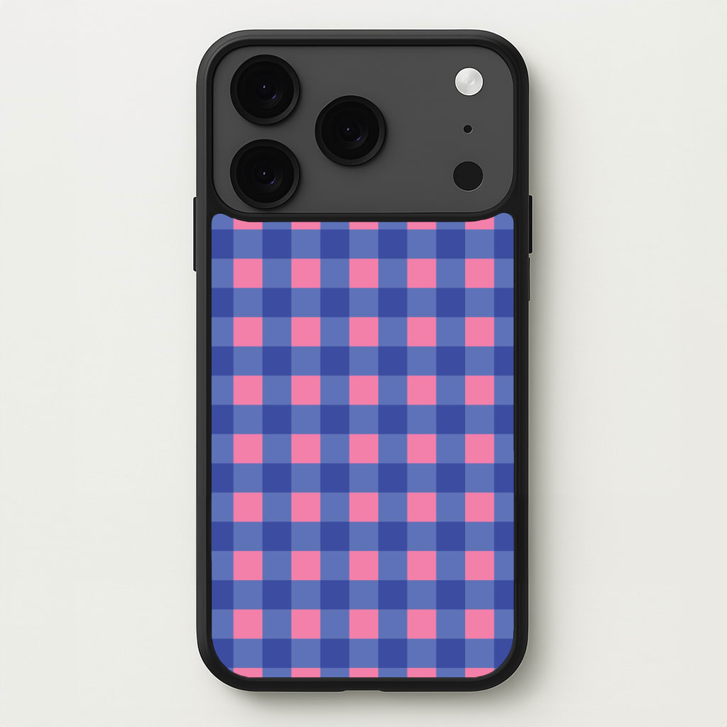 Pink And Blue Checkered Pattern Phone Case for iPhone 17 Pro