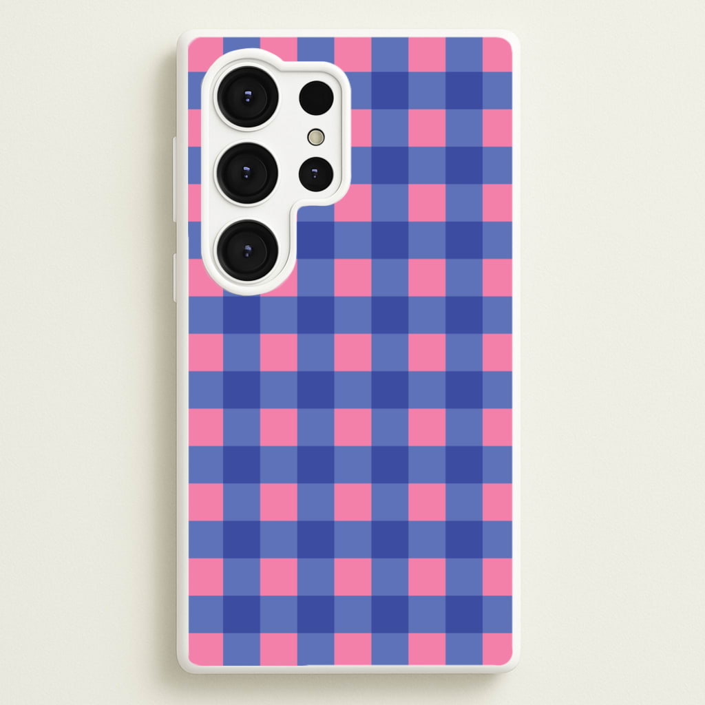 Pink And Blue Checkered Pattern - Summer Phone Case for Galaxy S25 Ultra