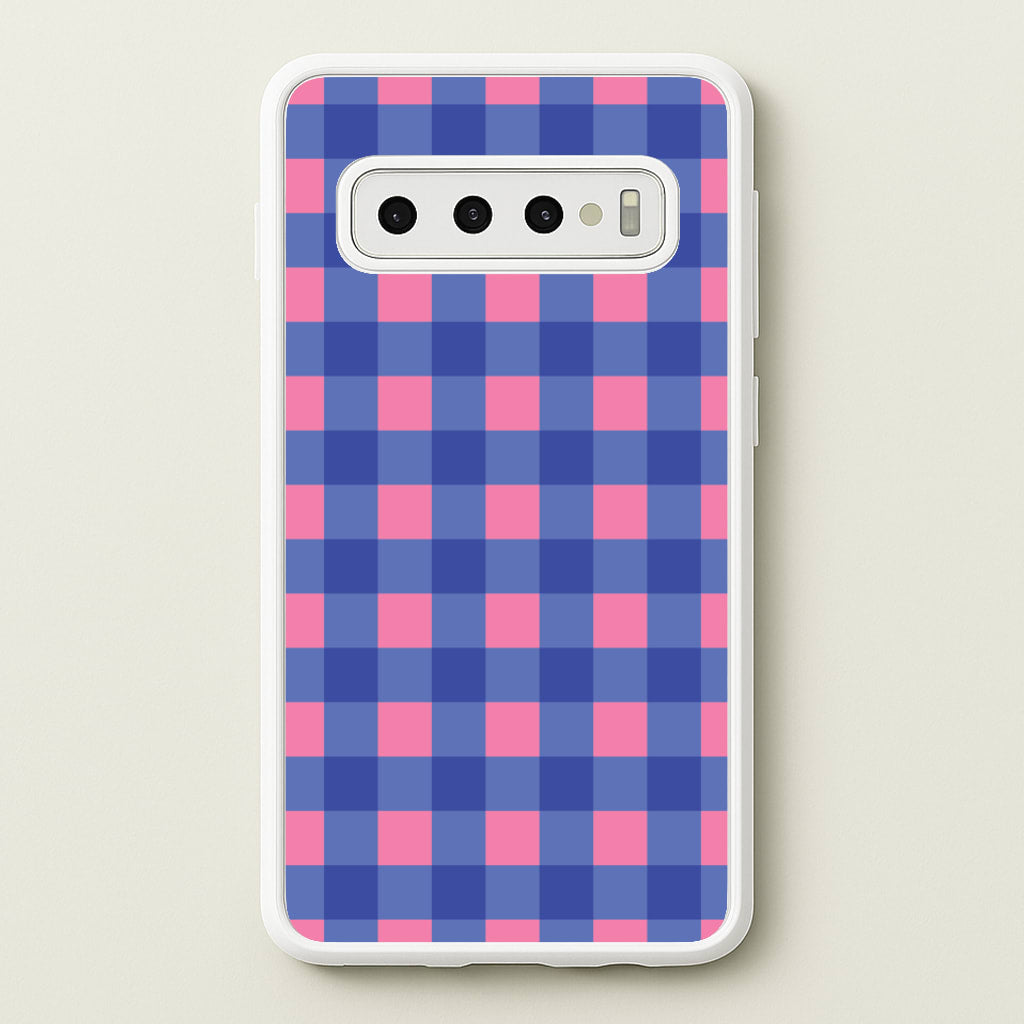 Pink And Blue Checkered Pattern - Summer Phone Case for Galaxy S10