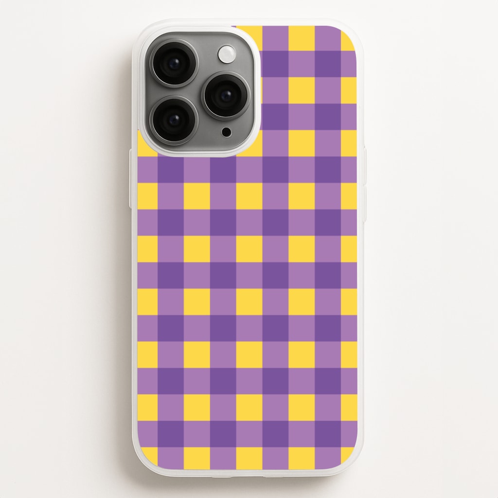 Purple And Yellow Checkered Pattern - Summer Phone Case for iPhone 16 Pro Max
