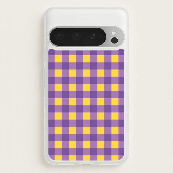 Purple And Yellow Checkered Pattern - Summer Phone Case for Google Pixel 9 Pro XL