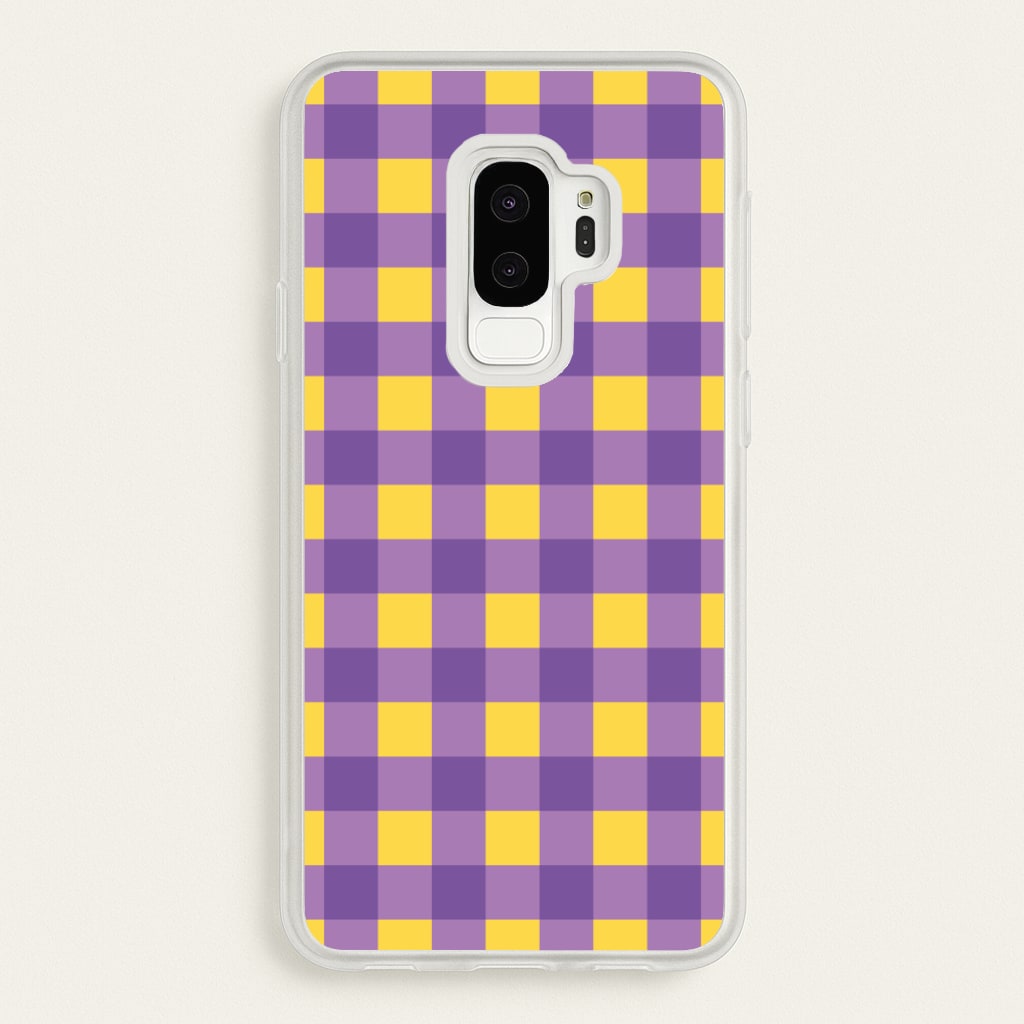 Purple And Yellow Checkered Pattern - Summer Phone Case for Galaxy S9 Plus
