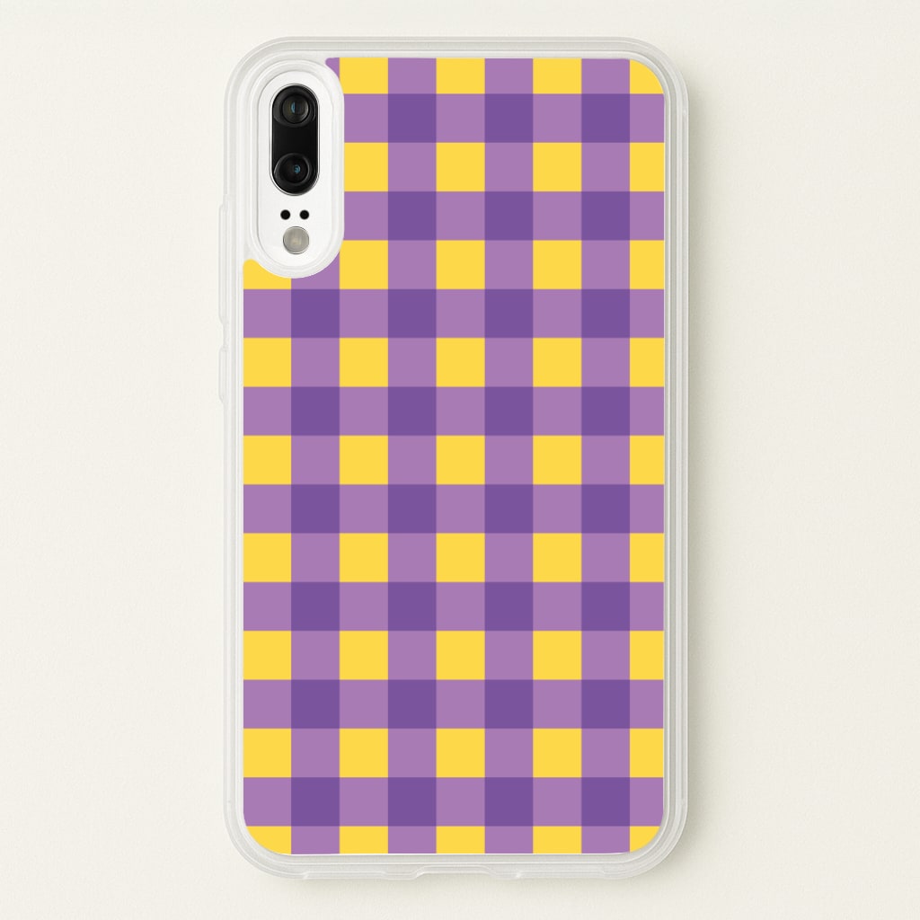 Purple And Yellow Checkered Pattern - Summer Phone Case for Huawei P20
