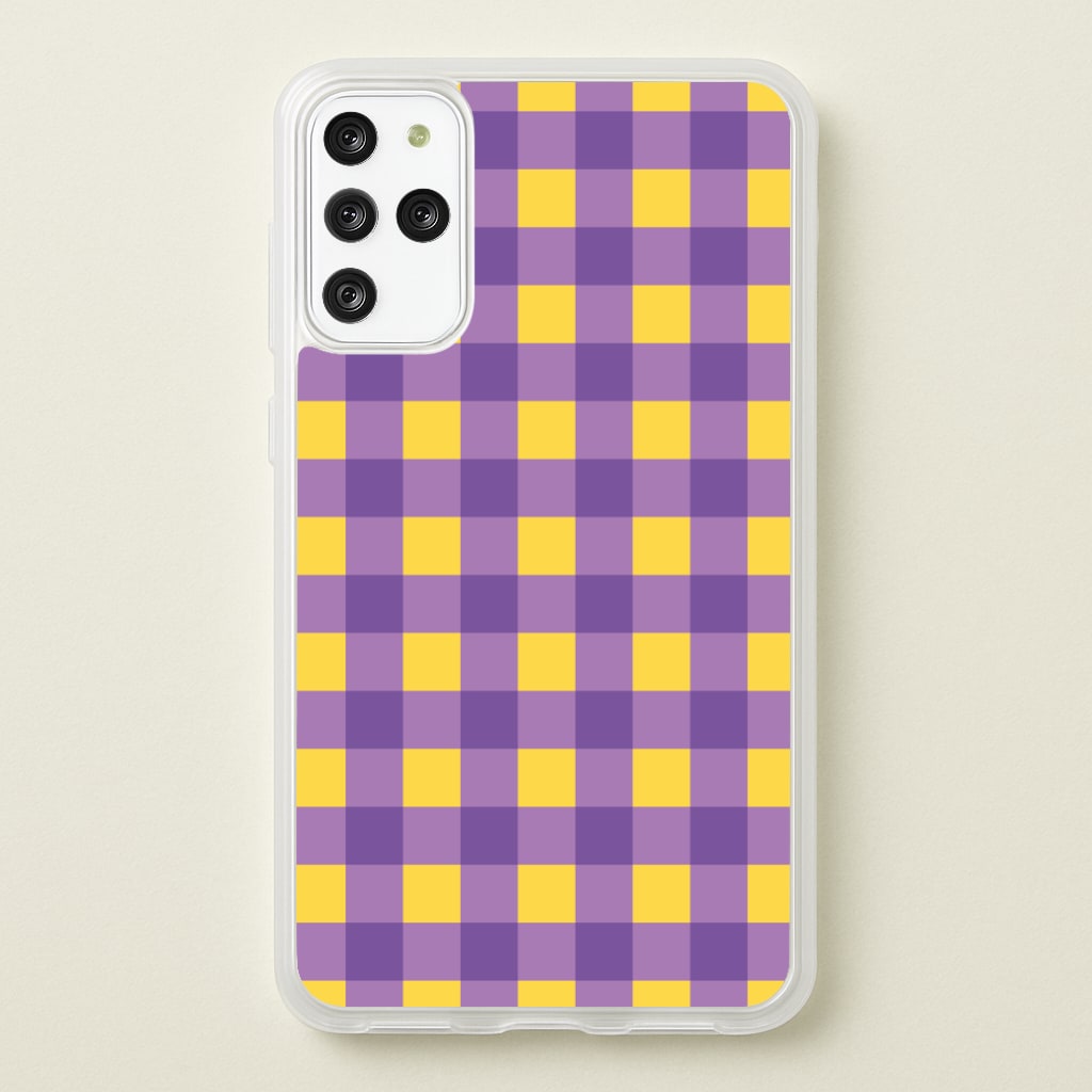 Purple And Yellow Checkered Pattern - Summer Phone Case for Galaxy S20 Plus