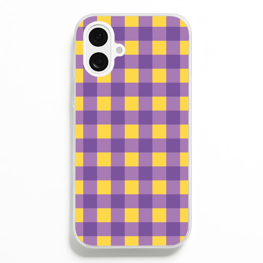 Purple And Yellow Checkered Pattern - Summer Phone Case for iPhone 16 Plus