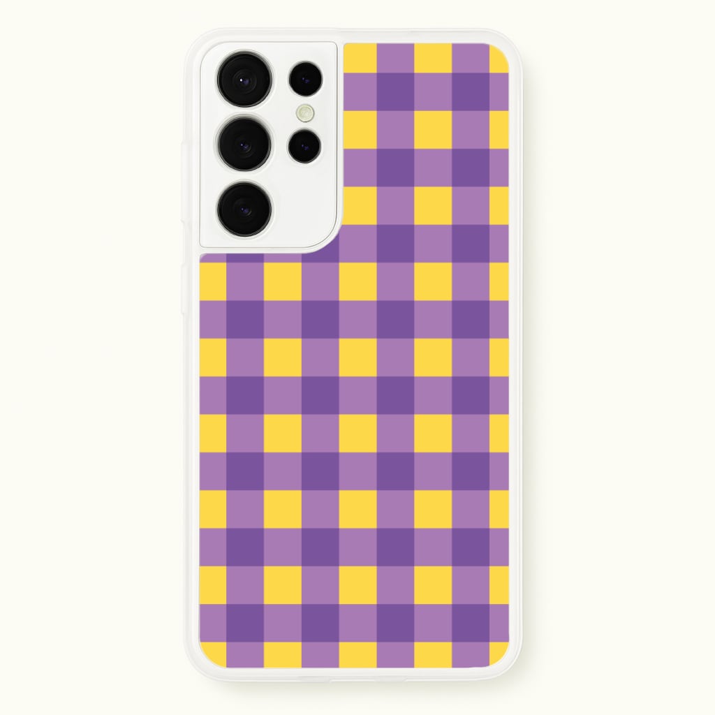 Purple And Yellow Checkered Pattern - Summer Phone Case for Galaxy S21 Ultra