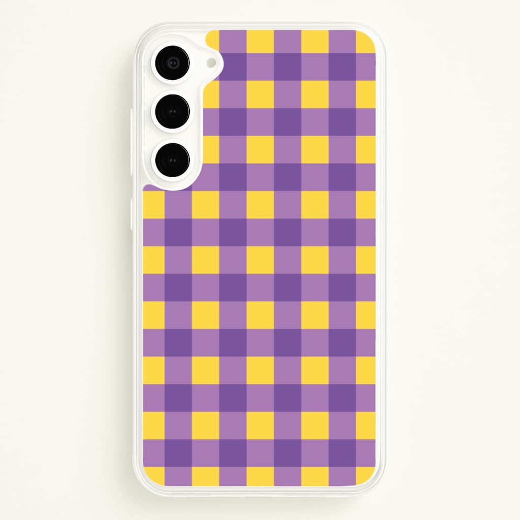 Purple And Yellow Checkered Pattern - Summer Phone Case for Galaxy S23 Plus