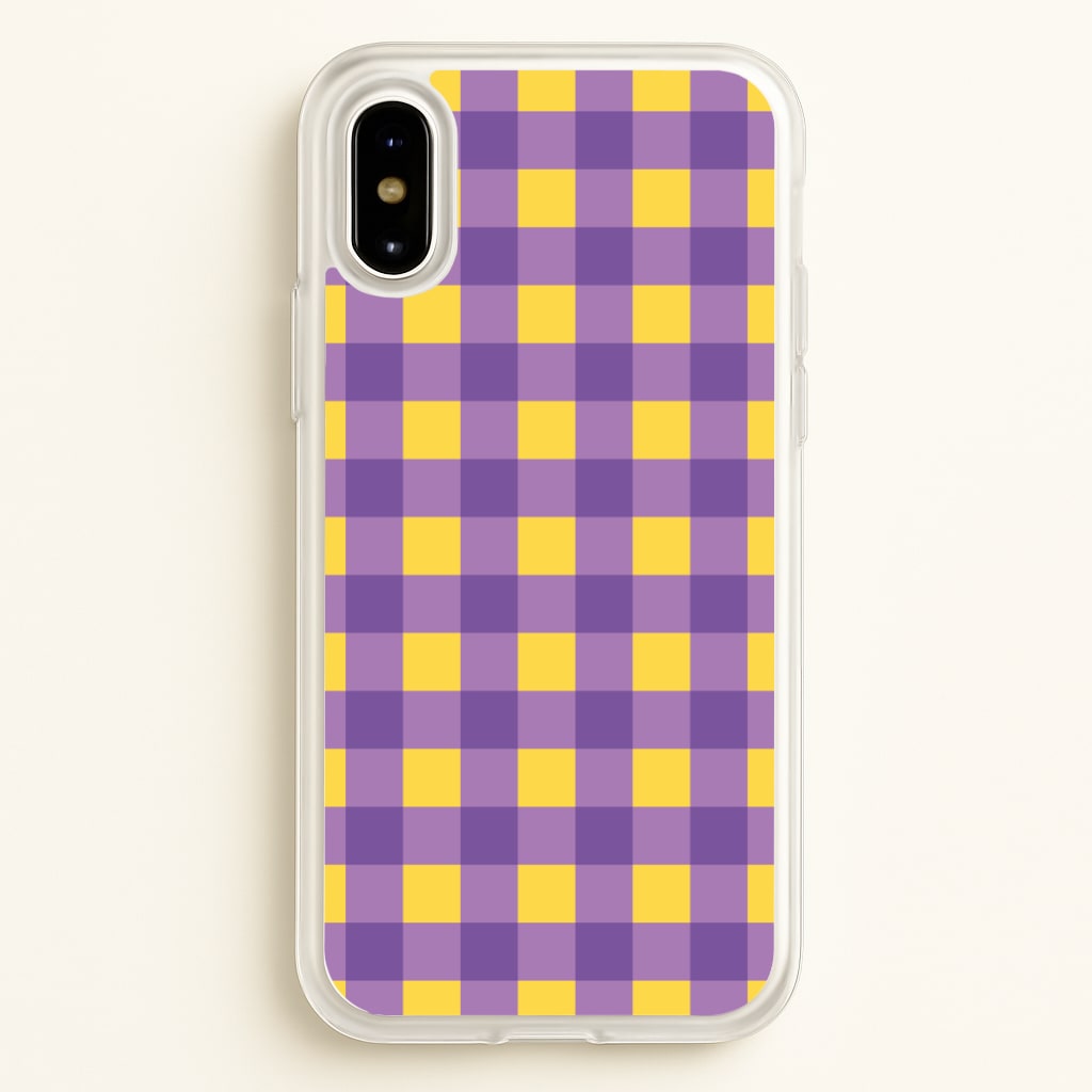 Purple And Yellow Checkered Pattern - Summer Phone Case for iPhone X / XS
