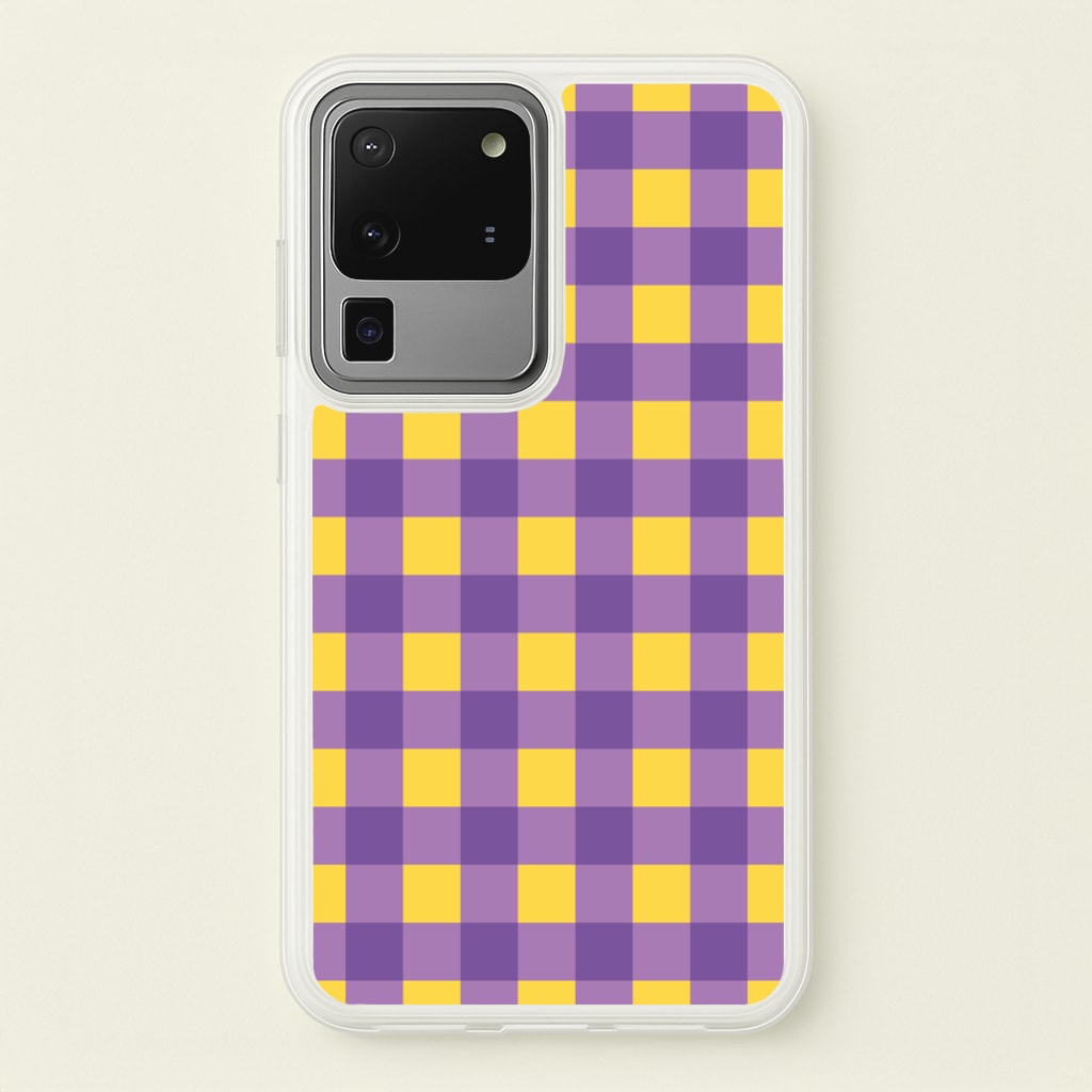 Purple And Yellow Checkered Pattern - Summer Phone Case for Galaxy S20 Ultra