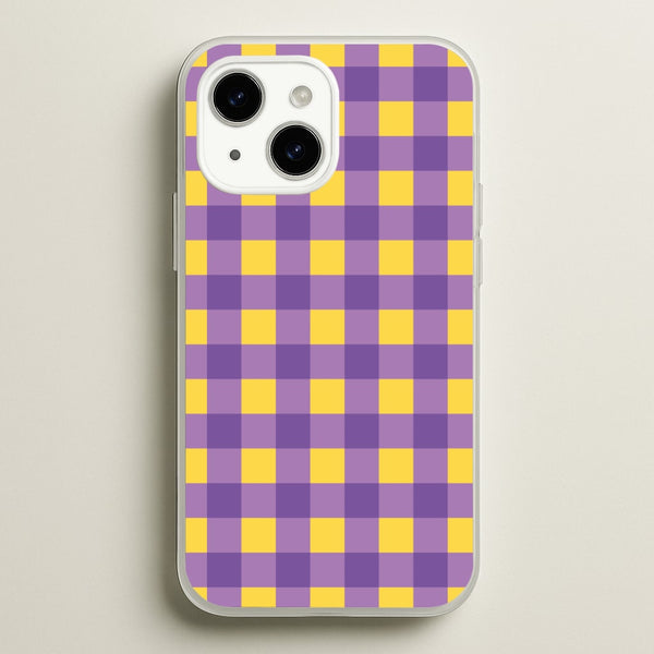 Purple And Yellow Checkered Pattern - Summer Phone Case for iPhone 15