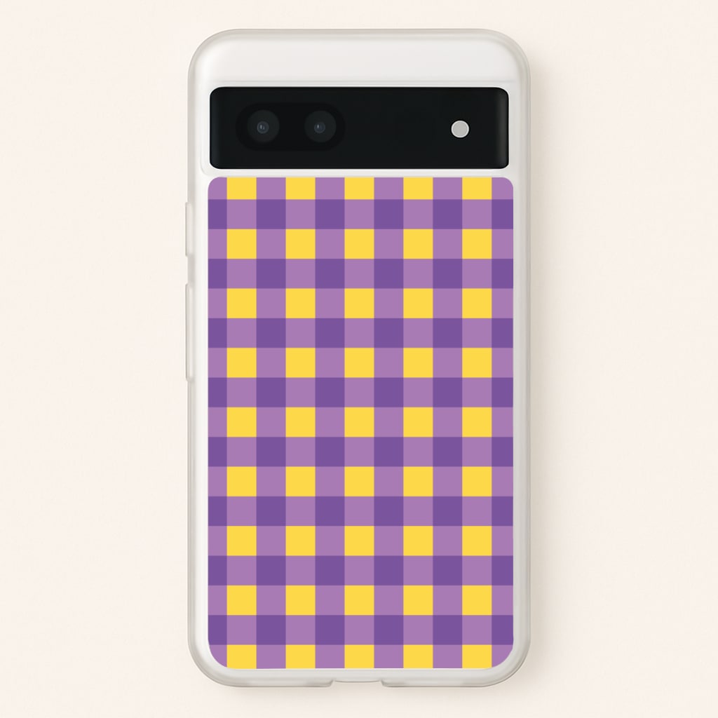 Purple And Yellow Checkered Pattern - Summer Phone Case for Google Pixel 6a