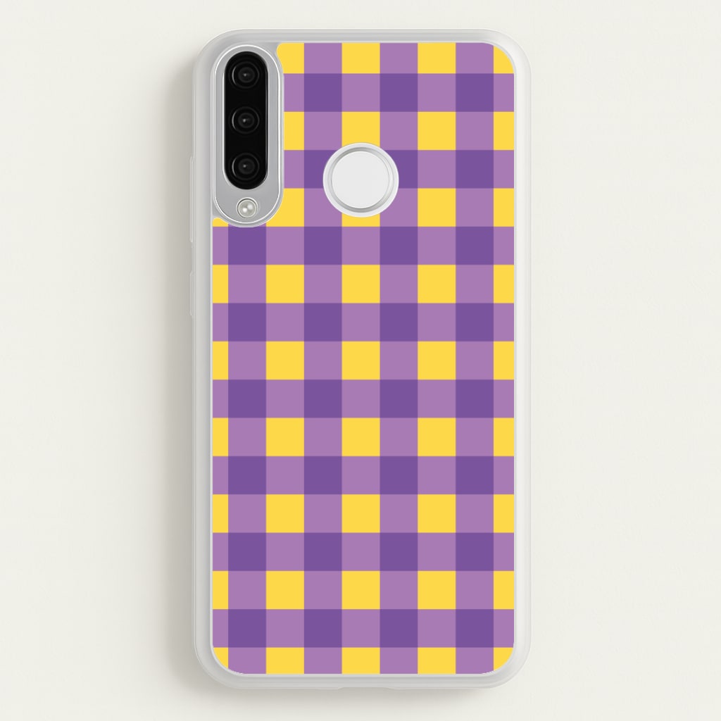 Purple And Yellow Checkered Pattern - Summer Phone Case for Huawei P30 Lite
